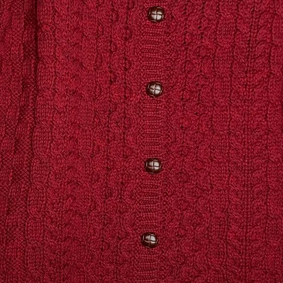 L.L. Bean Fisherman Cardigan 1912 Heritage Sweater Womens Size Small Red Ireland - Picture 3 of 8